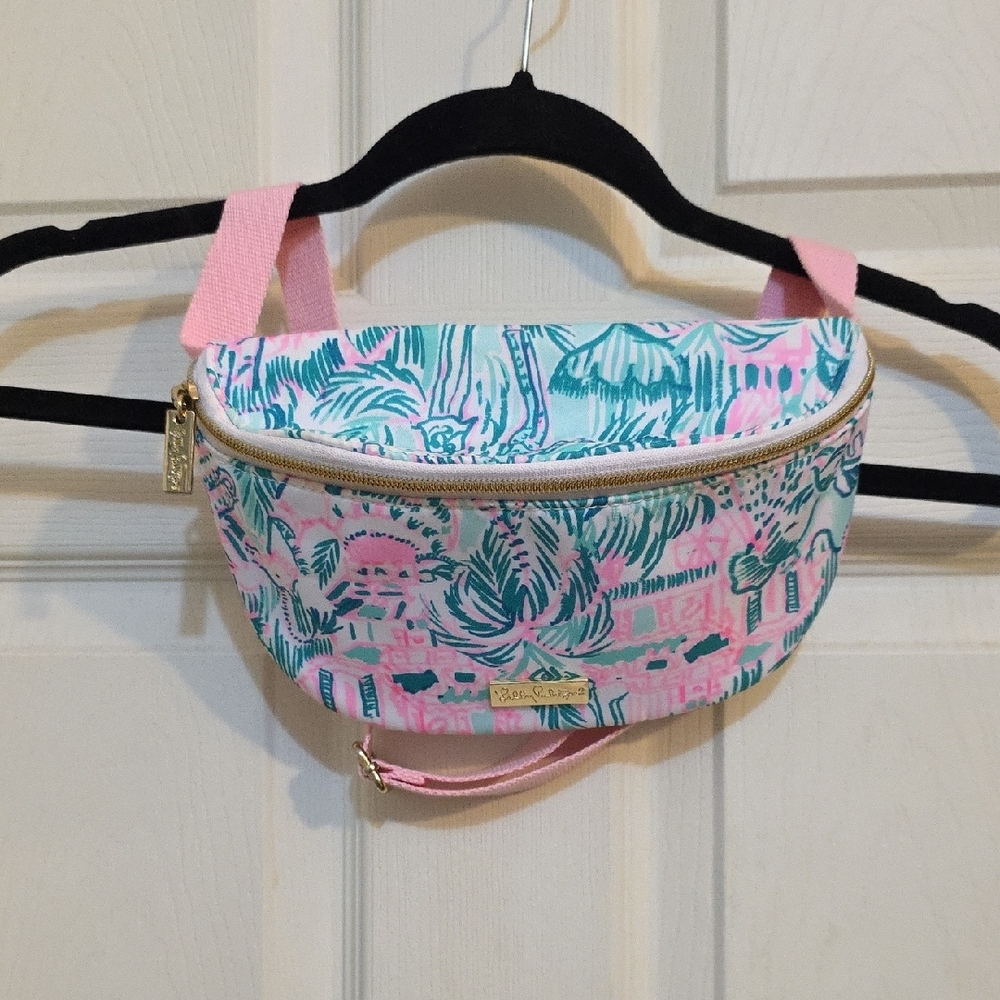 Pink and Blue Tropical Print Belt Bag